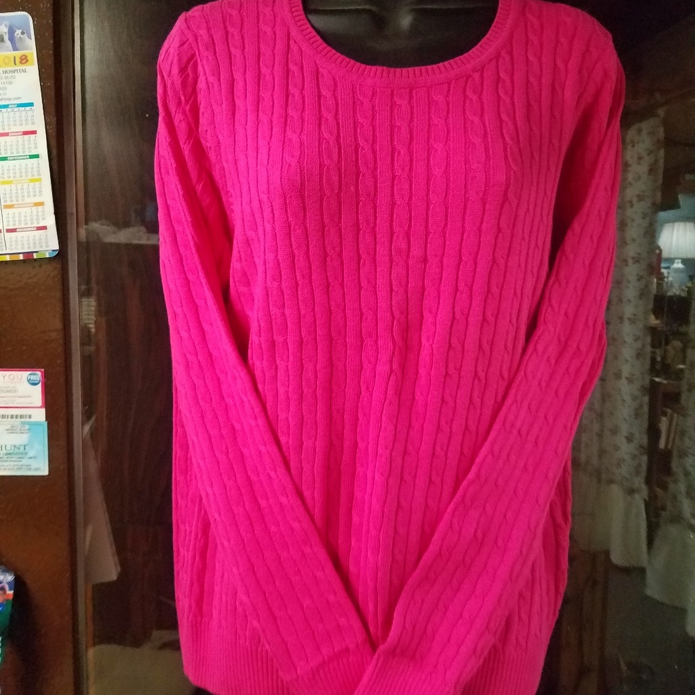 IZOD Bright Pink Cable Knit Ladies Sweater